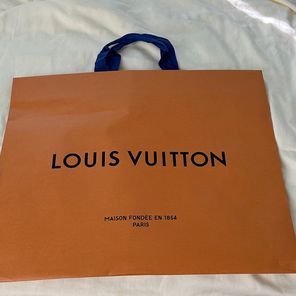 Louis Vuitton Bold Orange Tote with Blue Handles